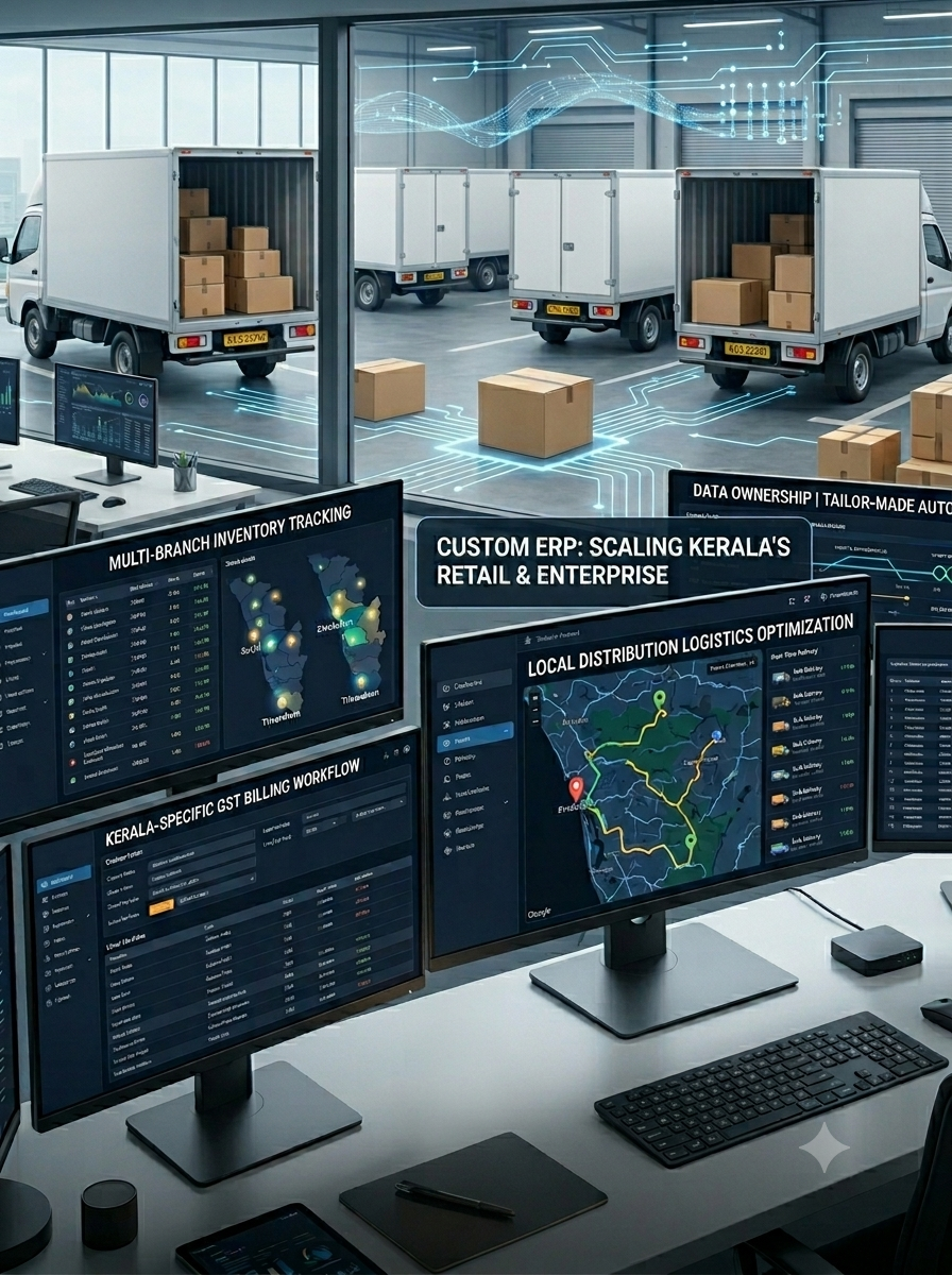 Dashboard visualization of a custom ERP and retail billing system management interface